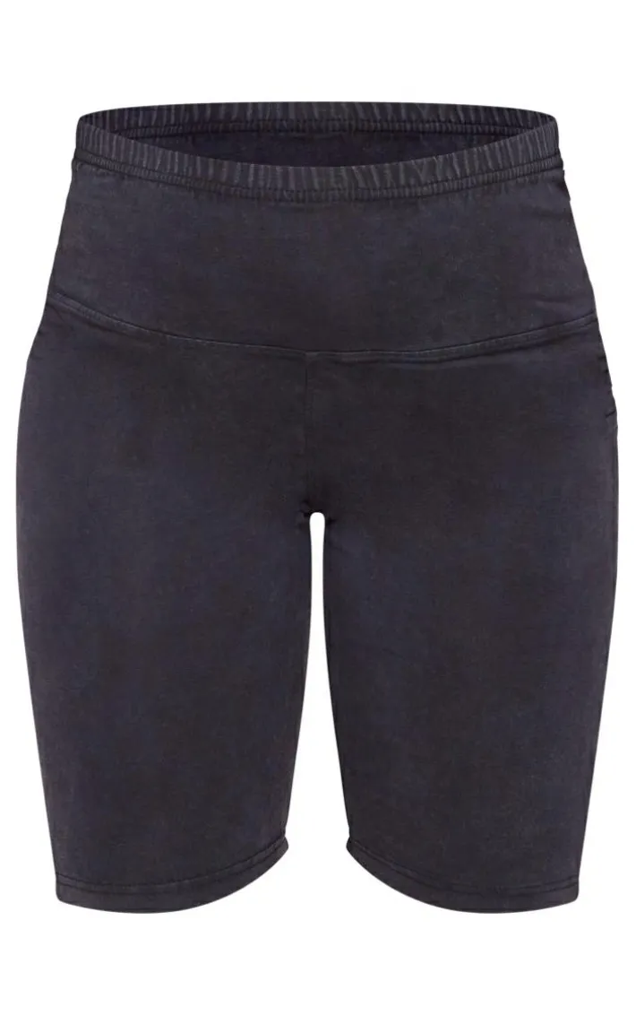 Maternity Charcoal Acid Wash Bike Shorts