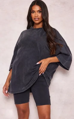Maternity Charcoal Acid Wash Oversized T-Shirt