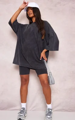 Maternity Charcoal Acid Wash Oversized T-Shirt