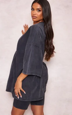 Maternity Charcoal Acid Wash Oversize T-shirt