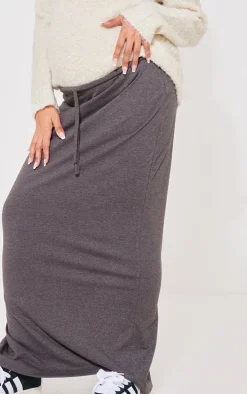 Maternity Charcoal Tie Front Maxi Skirt