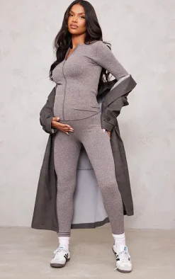 Maternity Chocolate Snatched Rib High Waist Leggings