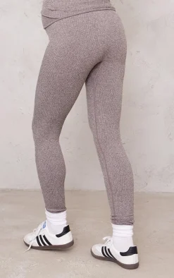 Maternity Chocolate Snatched Rib High Waist Leggings