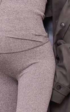 Maternity Chocolate Snatched Rib High Waist Leggings