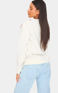 Maternity Cream Bow Detail Oversized Christmas Sweater