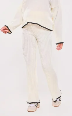 Maternity Cream Contrast Trim Knit Flares