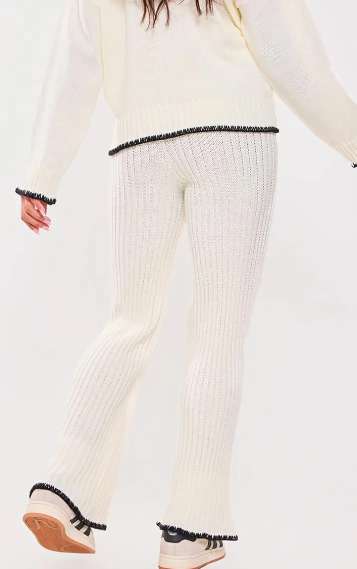 Maternity Cream Contrast Trim Knit Flares