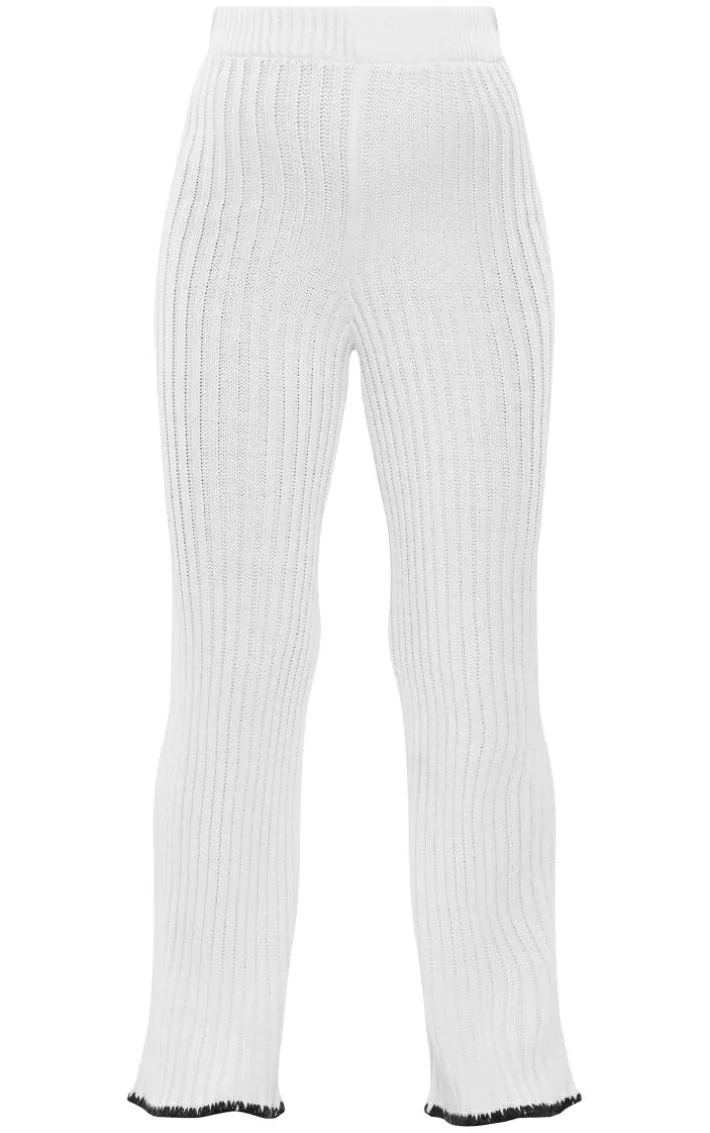 Maternity Cream Contrast Trim Knit Flares