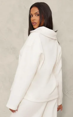 Maternity Cream Quarter Zip Long Sleeve Sweatshirt