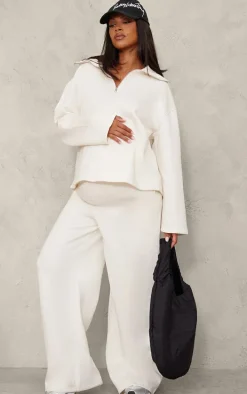 Maternity Cream Wide Leg Sweatpants