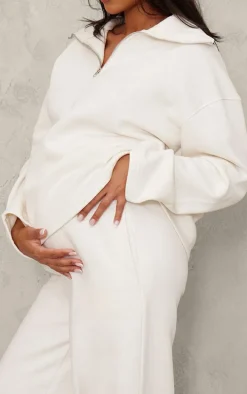 Maternity Cream Wide Leg Sweatpants