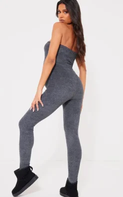 Maternity Dark Grey Towel Texture Over The Bump Jumpsuit