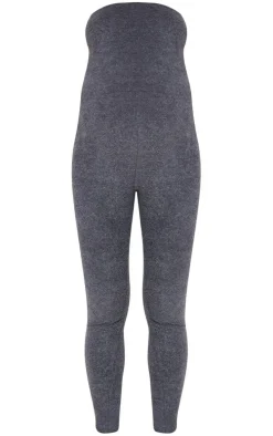 Maternity Dark Grey Towel Texture Over The Bump Jumpsuit