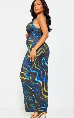 Maternity Green Multi Print Cowl Maxi Dress
