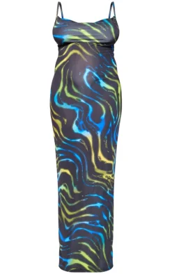 Maternity Green Multi Print Cowl Maxi Dress