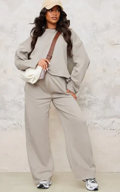 Maternity Grey Fleeceback Wide Leg Sweatpants