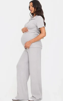 Maternity Grey Marl Brushed Rib Flared Pants
