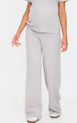 Maternity Grey Marl Brushed Rib Flared Pants