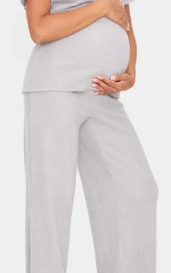 Maternity Grey Marl Brushed Rib Flared Pants