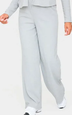 Maternity Grey Marl Brushed Rib Wide Leg Pants