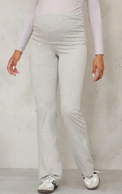 Maternity Grey Marl Fold Over Flared Leggings