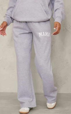 Maternity Grey Marl Mama Printed Wide Leg Sweatpants