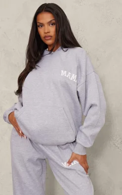 Maternity Grey Marl Mama Printed Hoodie