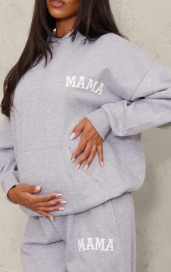 Maternity Grey Marl Mama Printed Hoodie