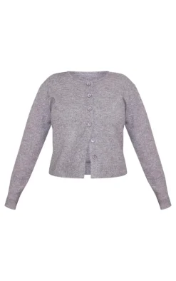 Maternity Grey Melange Soft Knit Basic Button Up Cardigan