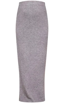 Maternity Grey Melange Soft Knit Maxi Skirt