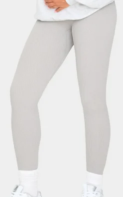 Maternity Grey Snatched Rib Leggings