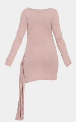 Maternity Mocha Brushed Tie Front Mini Dress