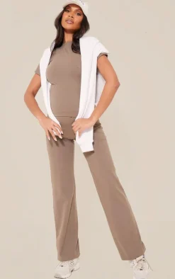 Maternity Mocha Core Collection Tab Snatched Sculpt Flared Pants