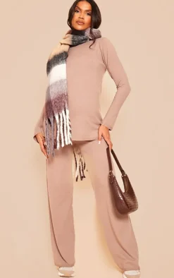 Maternity Mocha Knitted Wide Leg Pants