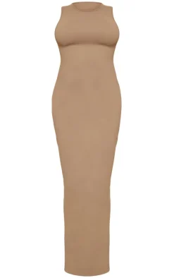 Maternity Mocha Snatched Sculpt Racer Bodycon Maxi Dress