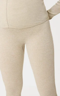 Maternity Moss Sand Ribbed Leggings