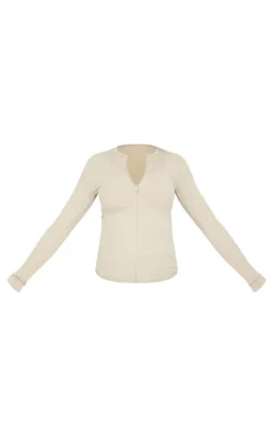 Maternity Moss Sand Ribbed Zip Up Cardigan