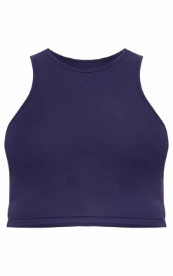 Maternity Navy Racer Crop Top