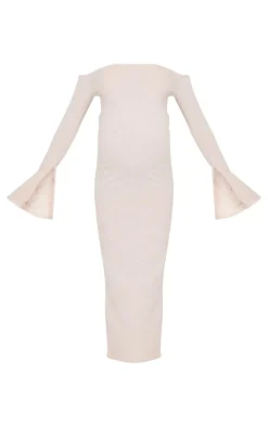 Maternity Oatmeal Brushed Midaxi Dress