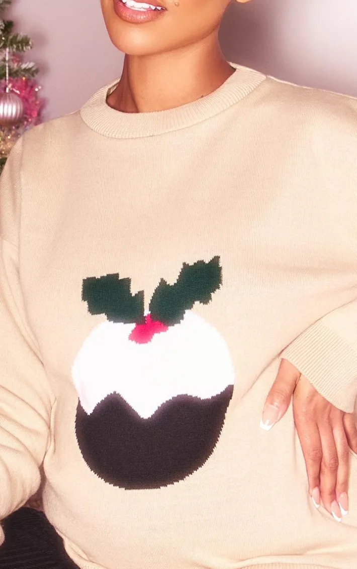Maternity Oatmeal Christmas Pudding Oversized Christmas Sweater