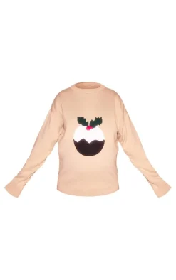 Maternity Oatmeal Christmas Pudding Oversized Christmas Sweater