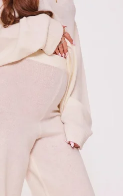 Maternity Oatmeal Knitted Wide Leg Pants