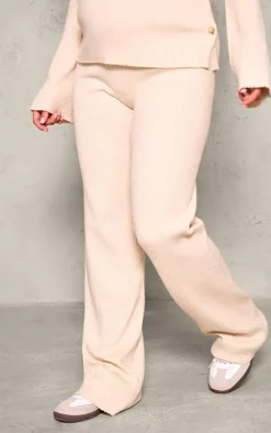Maternity Oatmeal Rib Knit Wide Leg Pants
