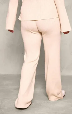 Maternity Oatmeal Rib Knit Wide Leg Pants