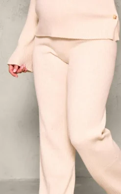 Maternity Oatmeal Rib Knit Wide Leg Pants