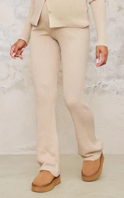 Maternity Oatmeal Rib Knit Flared Pants