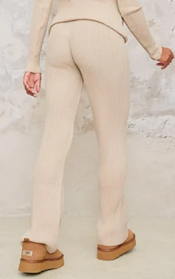 Maternity Oatmeal Rib Knit Flared Pants