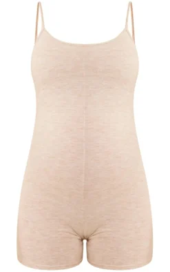 Maternity Oatmeal Strappy Scoop Neck Unitard