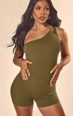 Maternity Olive Snatched Sculpt One Shoulder Unitard