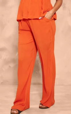 Maternity Orange Cheesecloth Wide Leg Pants